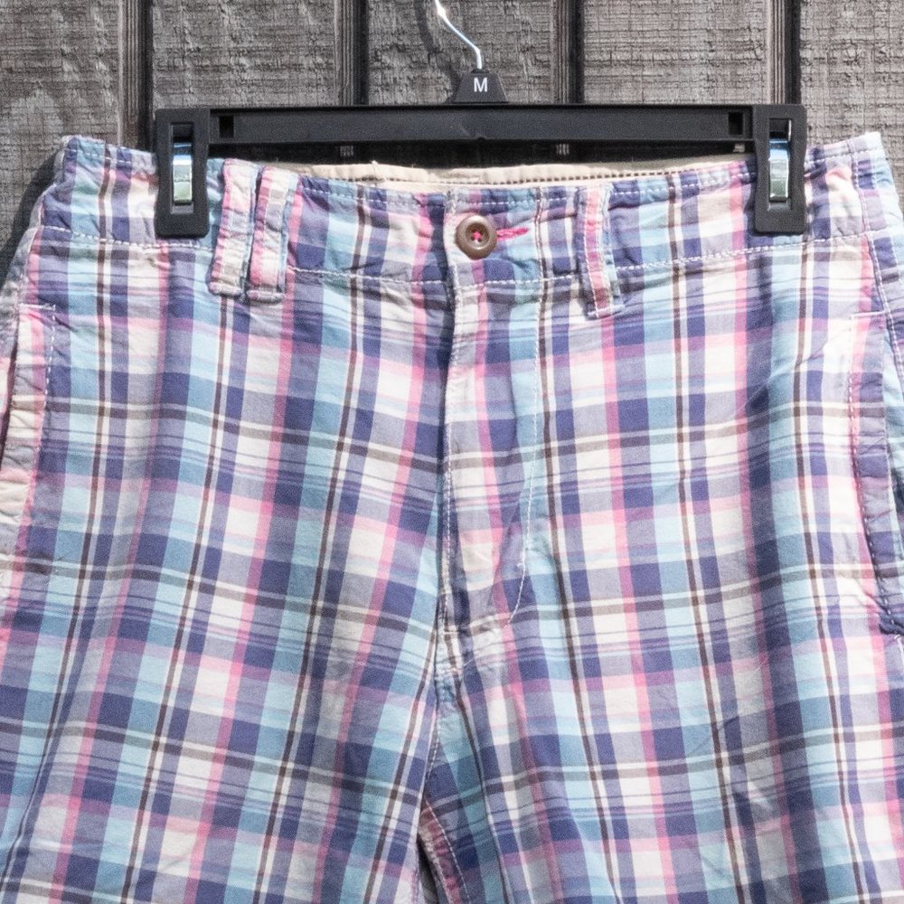 AEO Pink and Blue Plaid  Shorts - Picture 2 of 6